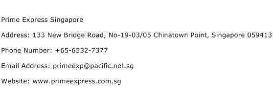 Prime Express Singapore Address Contact Number