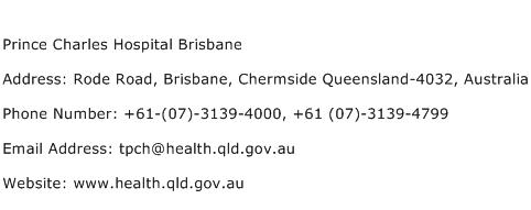 Prince Charles Hospital Brisbane Address Contact Number