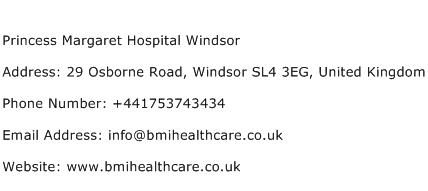 Princess Margaret Hospital Windsor Address Contact Number