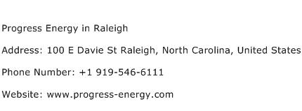 Progress Energy in Raleigh Address Contact Number