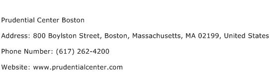 Prudential Center Boston Address Contact Number