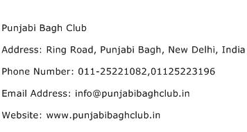 Punjabi Bagh Club Address Contact Number
