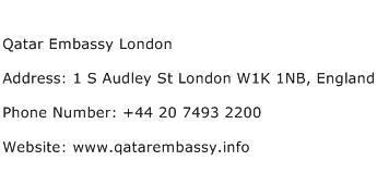 Qatar Embassy London Address Contact Number