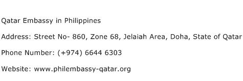 Qatar Embassy in Philippines Address Contact Number
