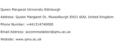 Queen Margaret University Edinburgh Address Contact Number