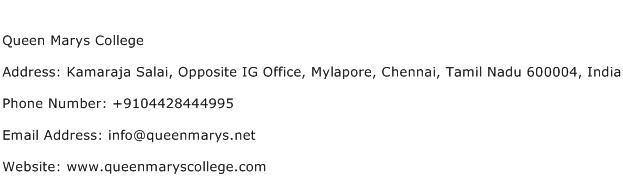 Queen Marys College Address Contact Number