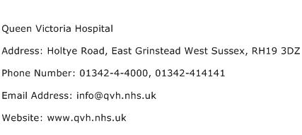 Queen Victoria Hospital Address Contact Number