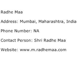 Radhe Maa Address Contact Number