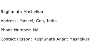Raghunath Mashelkar Address Contact Number