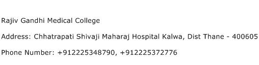 Rajiv Gandhi Medical College Address Contact Number