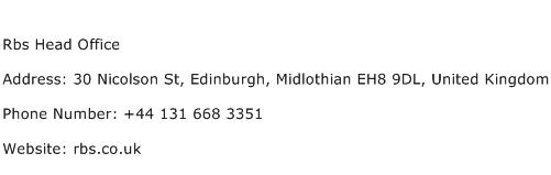 Rbs Head Office Address Contact Number