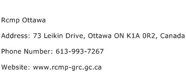 Rcmp Ottawa Address Contact Number