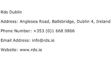 Rds Dublin Address Contact Number