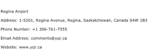 Regina Airport Address Contact Number