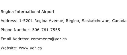 Regina International Airport Address Contact Number