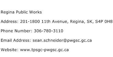 Regina Public Works Address Contact Number