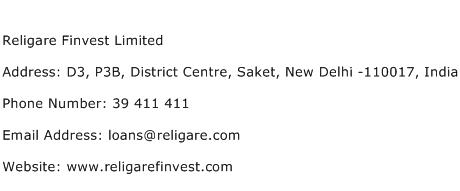 Religare Finvest Limited Address Contact Number