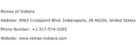 Remax of Indiana Address Contact Number