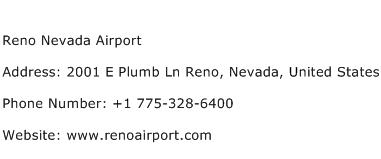 Reno Nevada Airport Address Contact Number