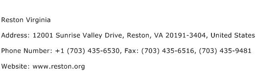 Reston Virginia Address Contact Number