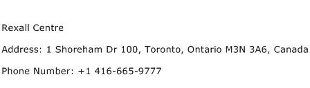 Rexall Centre Address Contact Number