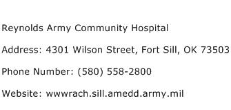 Reynolds Army Community Hospital Address Contact Number