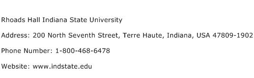 Rhoads Hall Indiana State University Address Contact Number