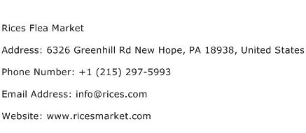 Rices Flea Market Address Contact Number
