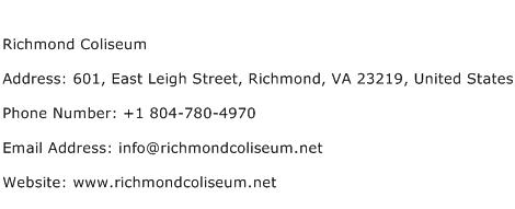 Richmond Coliseum Address Contact Number