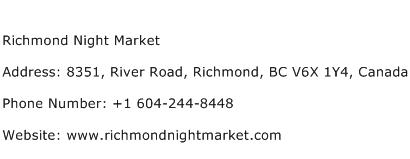 Richmond Night Market Address Contact Number