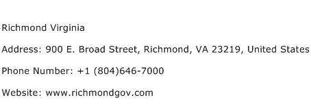 Richmond Virginia Address Contact Number