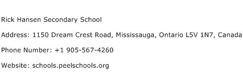 Rick Hansen Secondary School Address Contact Number