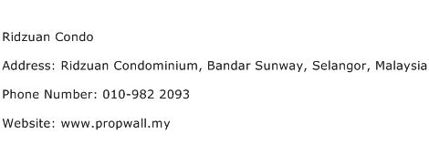 Ridzuan Condo Address Contact Number