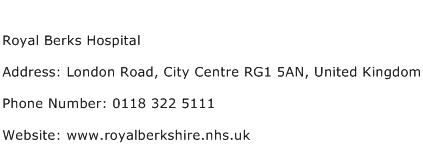 Royal Berks Hospital Address Contact Number