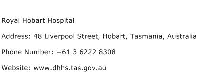 Royal Hobart Hospital Address Contact Number