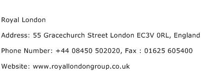 Royal London Address Contact Number