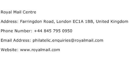 Royal Mail Centre Address Contact Number