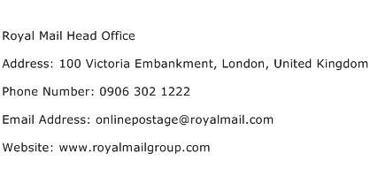 Royal Mail Head Office Address Contact Number