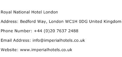 Royal National Hotel London Address Contact Number