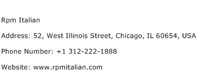 Rpm Italian Address Contact Number