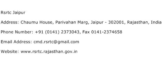 Rsrtc Jaipur Address Contact Number
