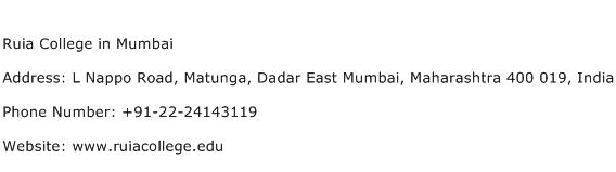 Ruia College in Mumbai Address Contact Number