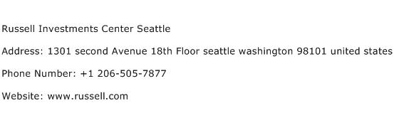 Russell Investments Center Seattle Address Contact Number