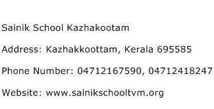 Sainik School Kazhakootam Address Contact Number