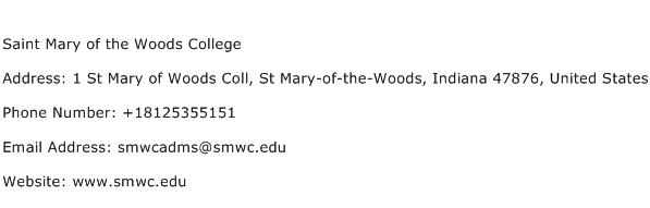 Saint Mary of the Woods College Address Contact Number