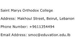 Saint Marys Orthodox College Address Contact Number