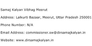 Samaj Kalyan Vibhag Meerut Address Contact Number