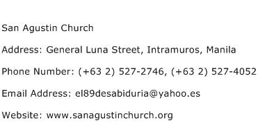 San Agustin Church Address Contact Number