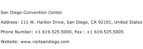 San Diego Convention Center Address Contact Number