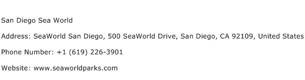 San Diego Sea World Address Contact Number